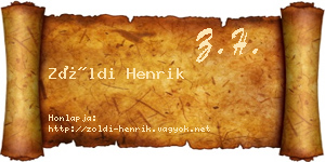 Zöldi Henrik névjegykártya